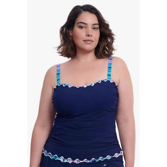 Profile by Gottex Harmony Plus Size Womens Ruched Tankini Top - Picture 1 of 7
